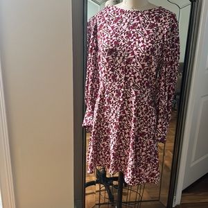 JayGodfrey Womens Long Sleeve Floral Mini A Line Dress Pink Magenta